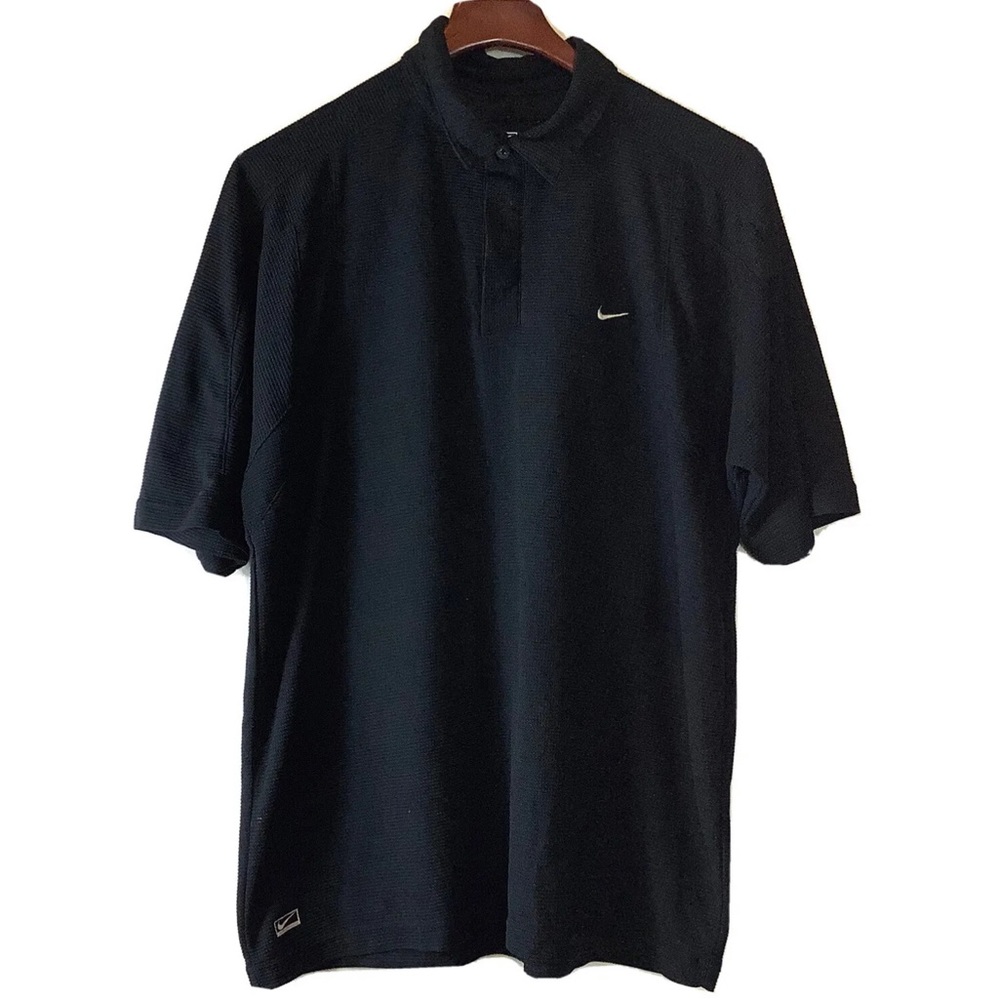 Nike Men's Polo XL Black Shirt Golf Embroidered Dri Fit 3 Button Shirt - Picture 8 of 10